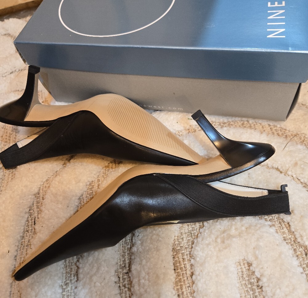Nine West Black Pointed Slingback Mules 2 1/2 Heel - Picture 4 of 7